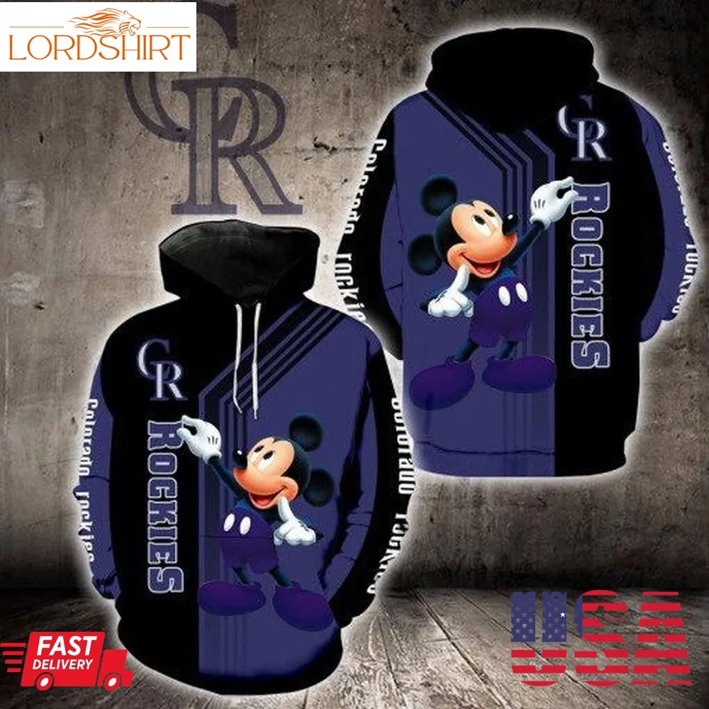 Colorado Rockies Mlb Mickey Mouse 3D Hoodie Sweatshirt