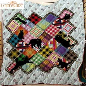 Colorful Black Cat 3D Customized Quilt Blanket