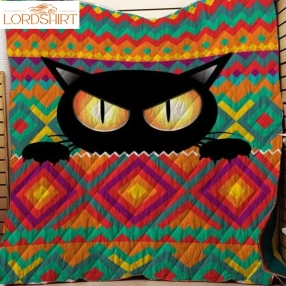 Colorful Black Cat Version 3D Customized Quilt Blanket