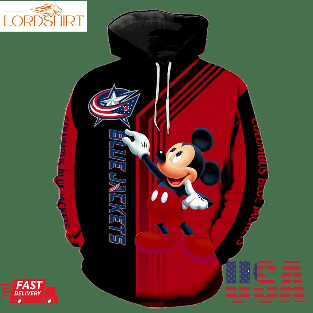 Columbus Blue Jackets Mickey Mouse V1533 Hoodie Zipper For Men Women