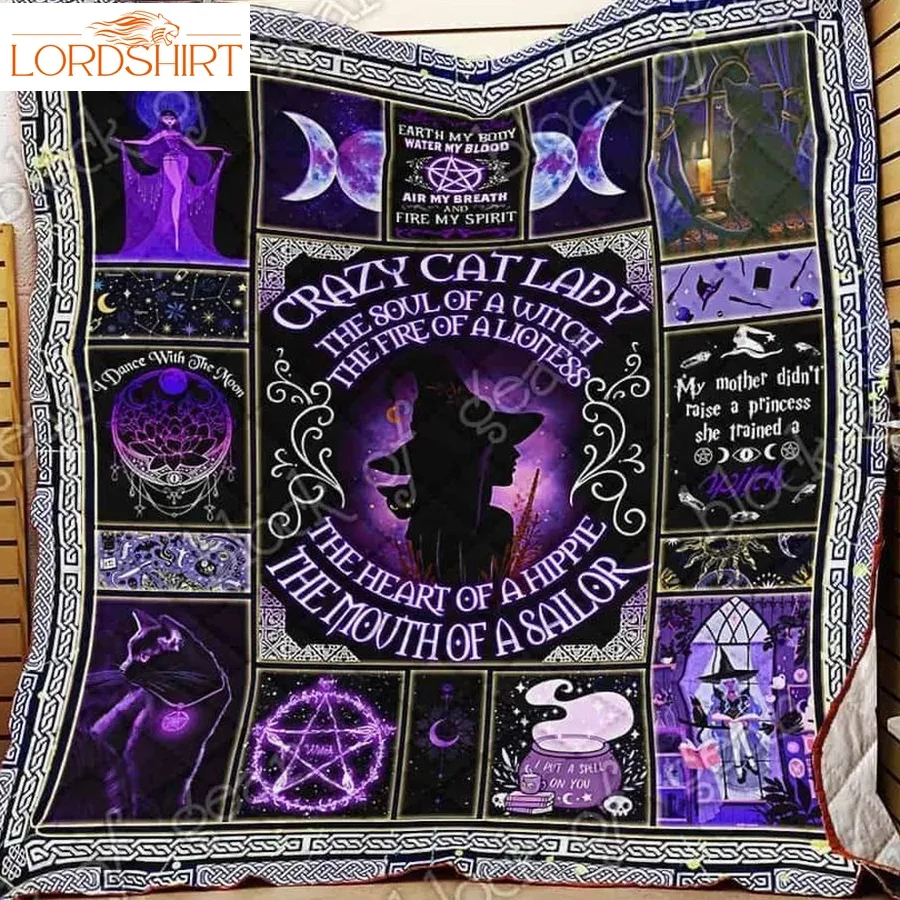 Crazy Cat Witch Lady 3D Customized Quilt