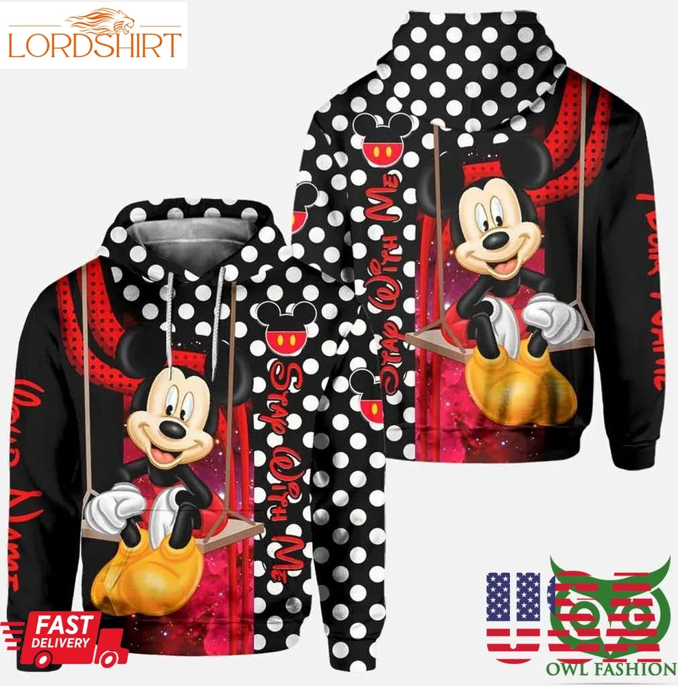 Custom Name Mickey Mouse Red And Black 3D Hoodie