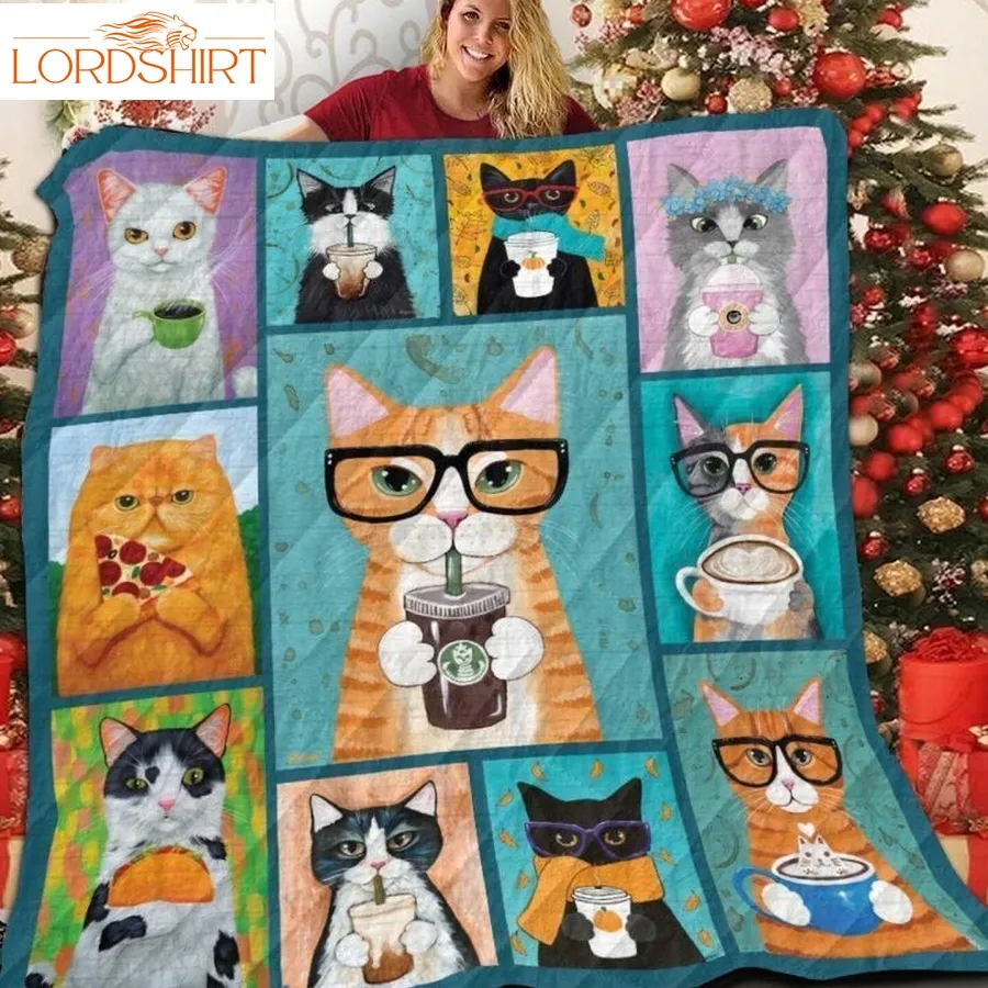 Cute Cat Love Food 3D Customized Quilt