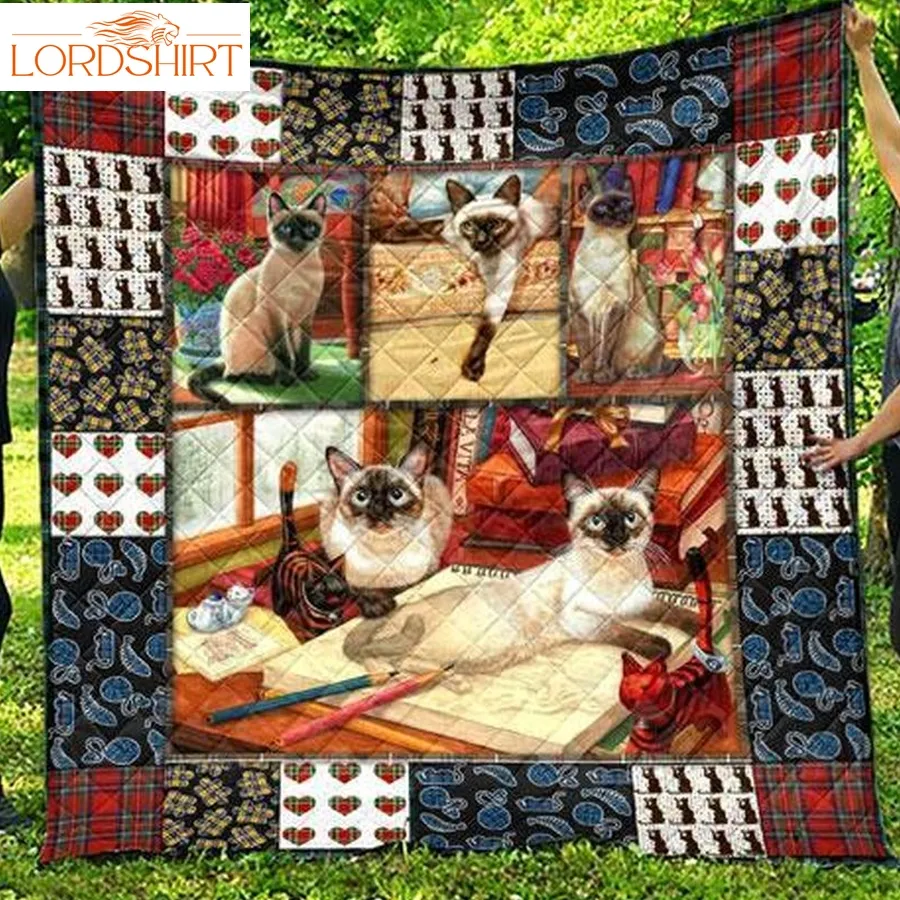 Cute Siamese Pets Cat 3D Customized Quilt