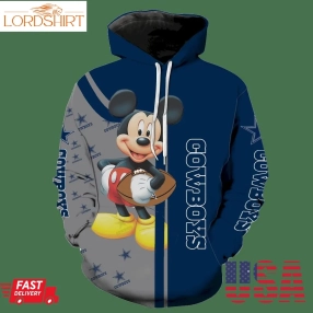 Dallas Cowboys Mickey Mouse All Over Print V1305 Hoodie Zipper