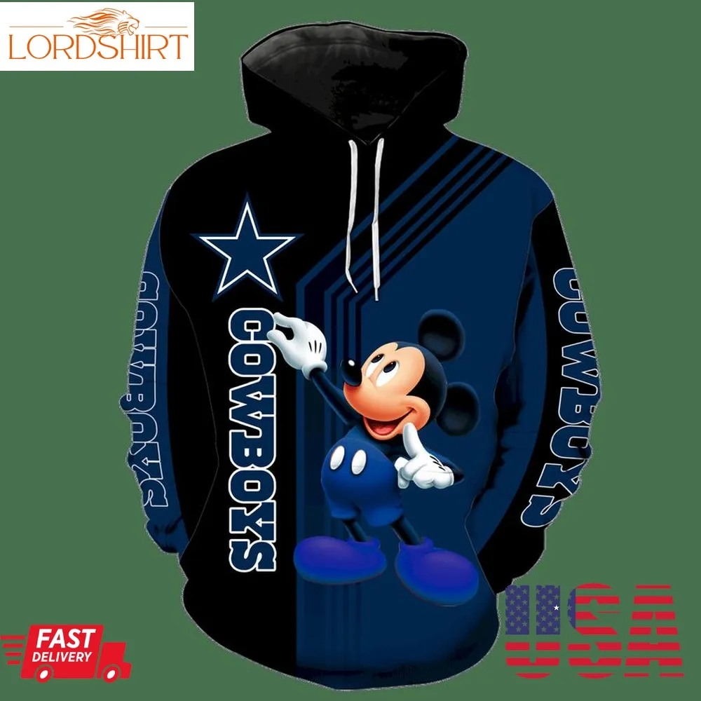 Dallas Cowboys Mickey Mouse New Full All Over Print K1239 Hoodie Zipper