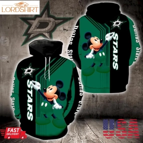 Dallas Stars Mickey Mouse Full Print V1512 Hoodie Zipper Men Women