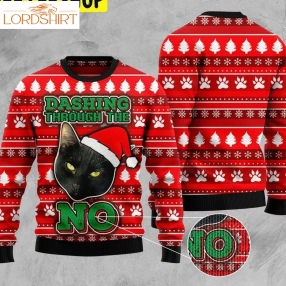 Dashing Through The No Black Cat Trending Ugly Christmas Sweatshirt