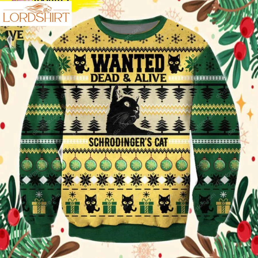 Dead Alive Schrodinger's Cat Ugly Christmas Sweater