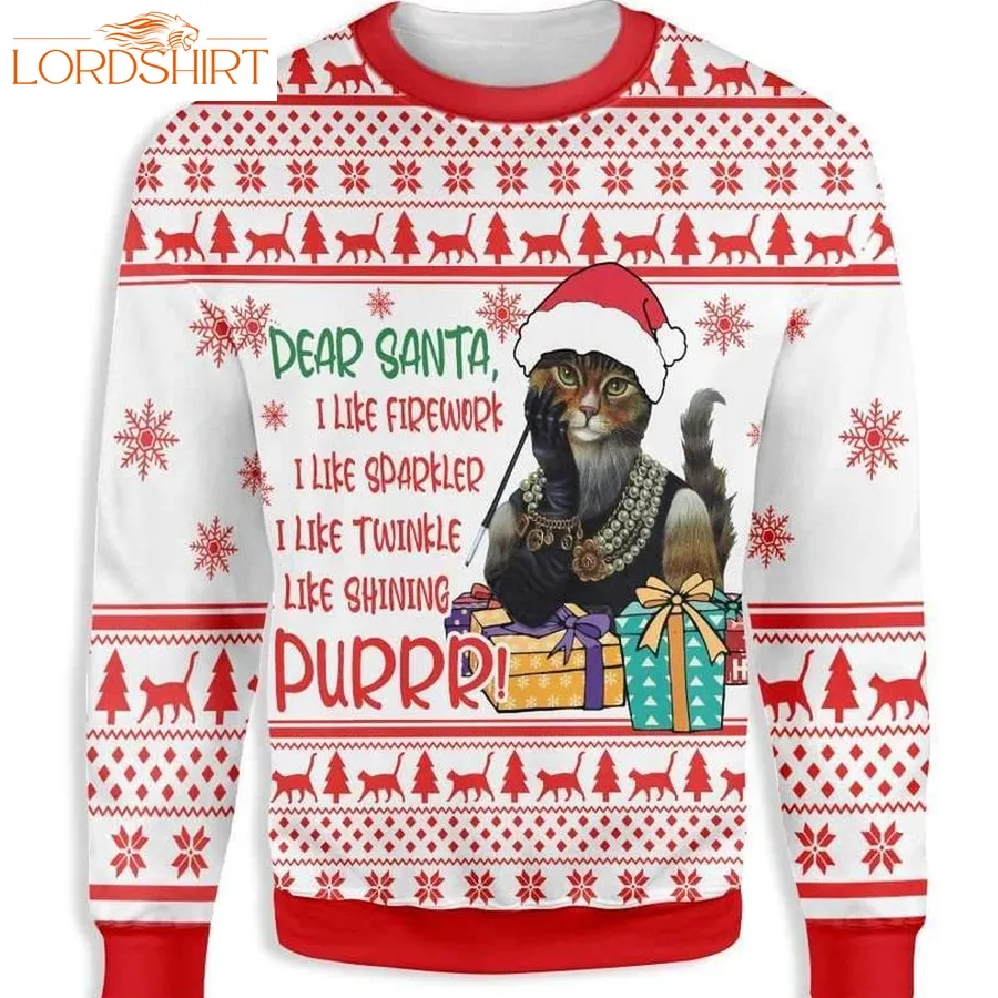 Dear Santa Funny Cat Ugly Christmas Sweater V