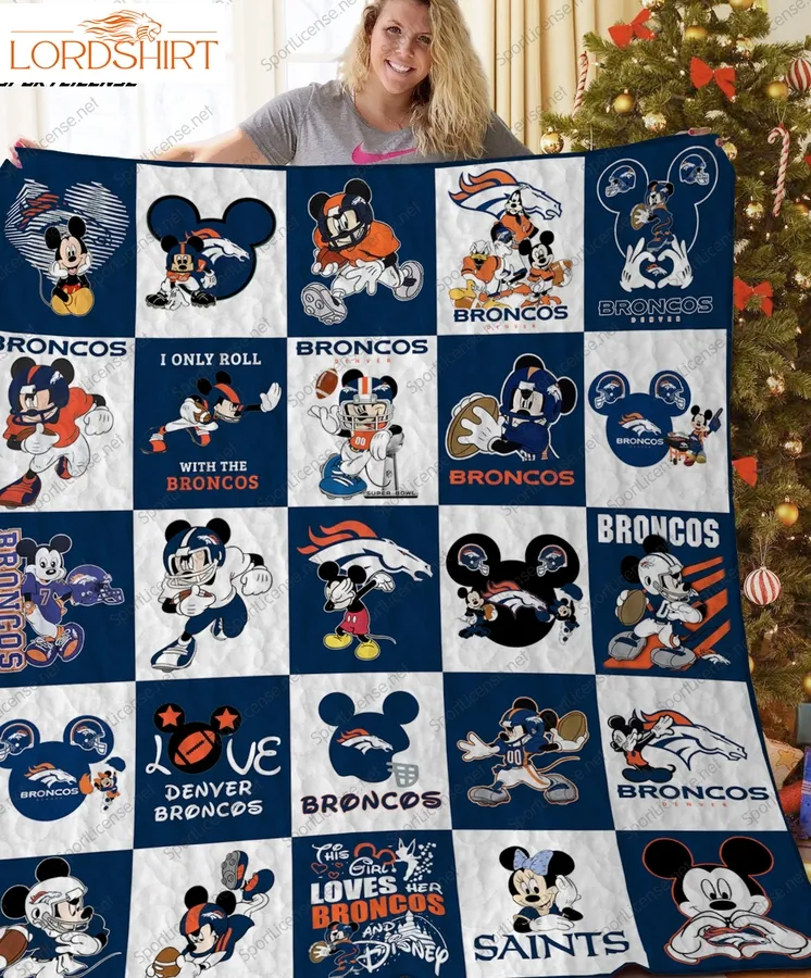 Denver Broncos Mickey Mouse Quilt Blanket Great Customized Blanket Gifts For Birthday Christmas Thanksgiving