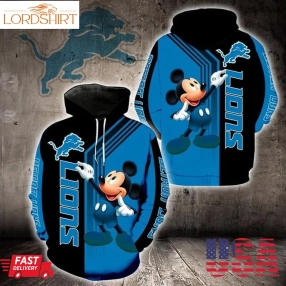 Detroit Lions Mickey Mouse 3D Hoodie