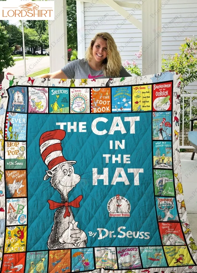 Dr Seuss Quilt Blanket Gifts Cartoon The Cat In The Hat Quilt Blanket