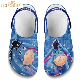 Eeyore Shy Donkey Blue Pattern Disney Graphic Cartoon Crocs Shoes