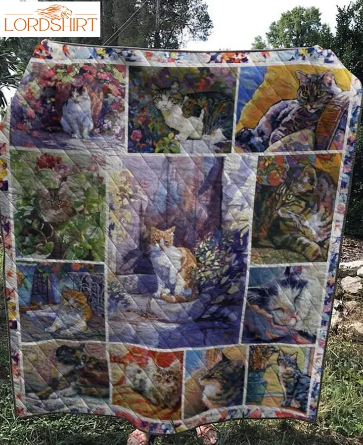 Flower Cat 3D Customized Quilt Blanket