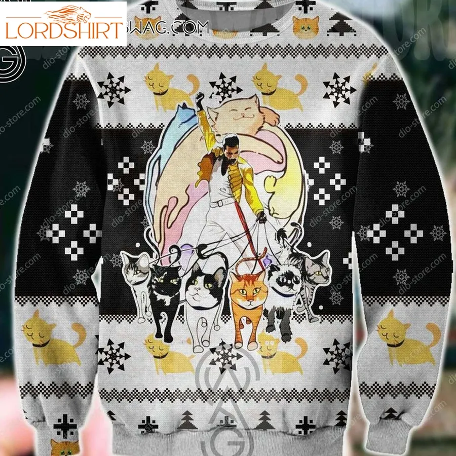 Freddie Mercury And His Cats Knitting Pattern Ugly Christmas Sweater