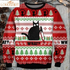 Funny Black Cat Christmas Ugly Gift For Lovers Creep Christmas Murder New Year Eve Sweater