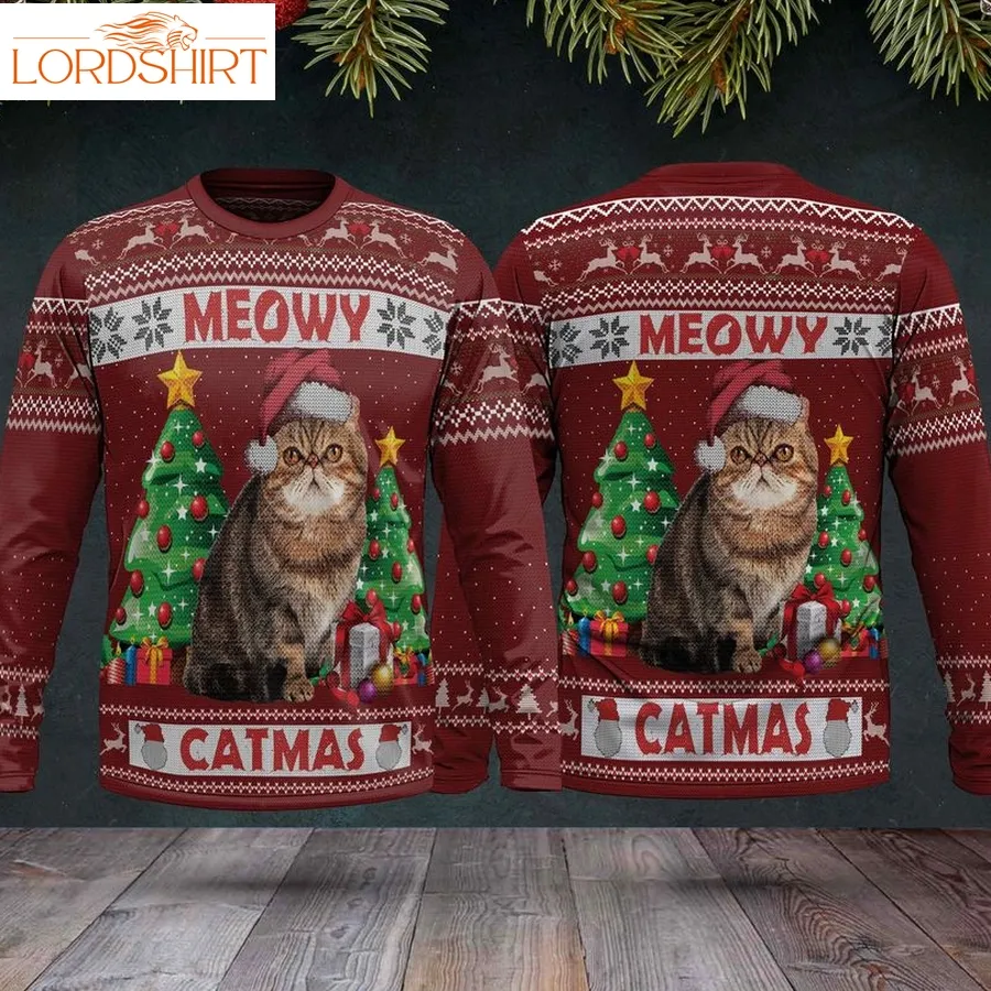 Funny Meowy Catmas Christmas Style Ugly Sweater For Holidays