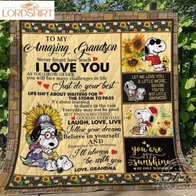 Grandma To Grandson Learning To Dance In The Rain Snoopy 3D Quilt Blanket