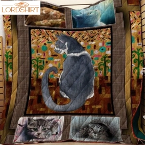 Grey Cat 3D Customized Quilt Blanket