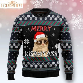 Grumpy Cat Kissmyass Ty1410 Ugly Christmas Sweater