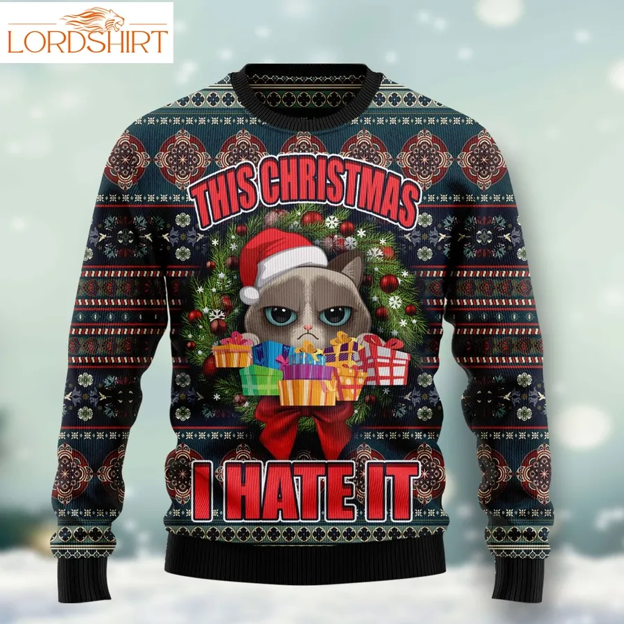 Grumpy Cat This Christmas I Hate It Ht031105 Ugly Christmas Sweater