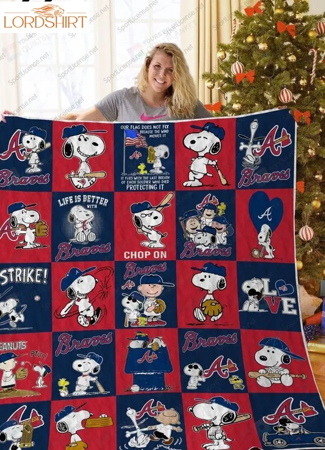 H  Atlanta Braves+Snoopy Quilt Blanket Ver Sp