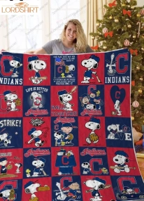 H  Cleveland Indians Disney Quilt Blanket Ver Snoopy