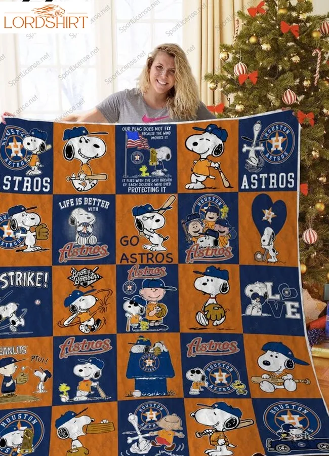 H  Houston Astros Disney Quilt Blanket Ver Snoopy