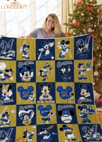 H  Milwaukee Brewers+Mickey Quilt Blanket