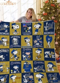 H  Milwaukee Brewers+Snoopy Quilt Blanket Ver Sp