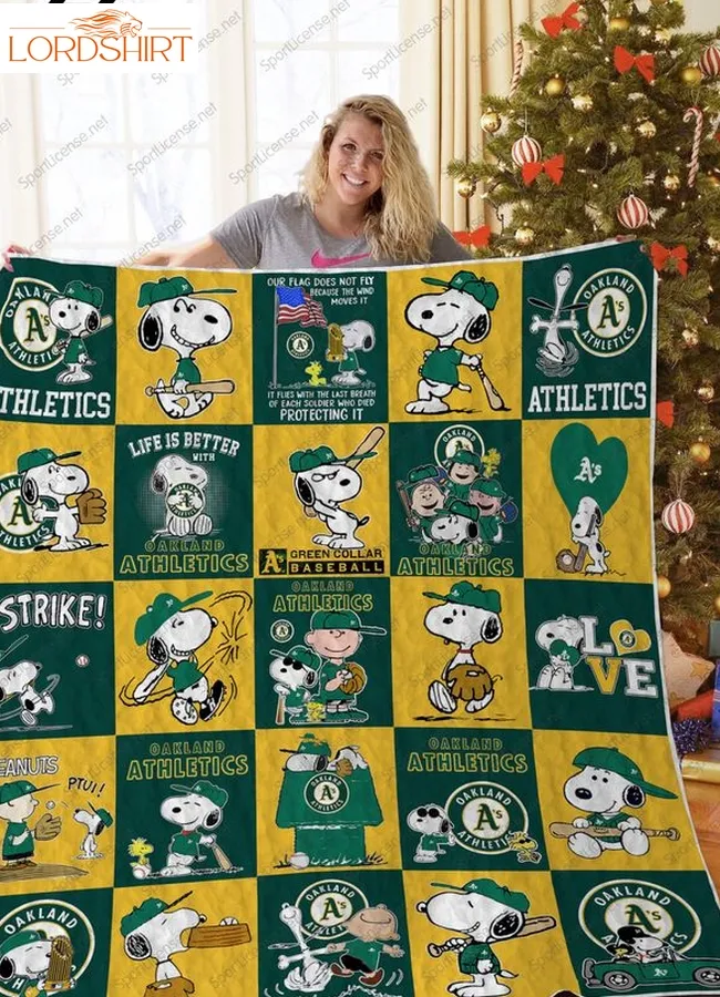 H  Oakland Athletics+ Snoopy Quilt Blanket Ver Sp