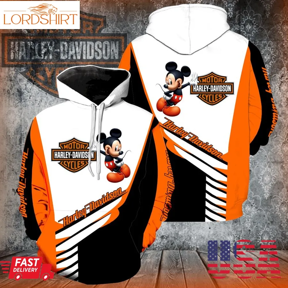 Harley Davidson Mickey Mouse All Over Print Hoodie For Men And Women