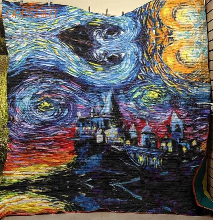 Harry Potter Starry Night Hogwarts Castle 3D Customized Quilt