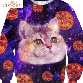 Heavy Breathing Cat Pizza Ugly Christmas Sweater, All Over Print Sweatshirt