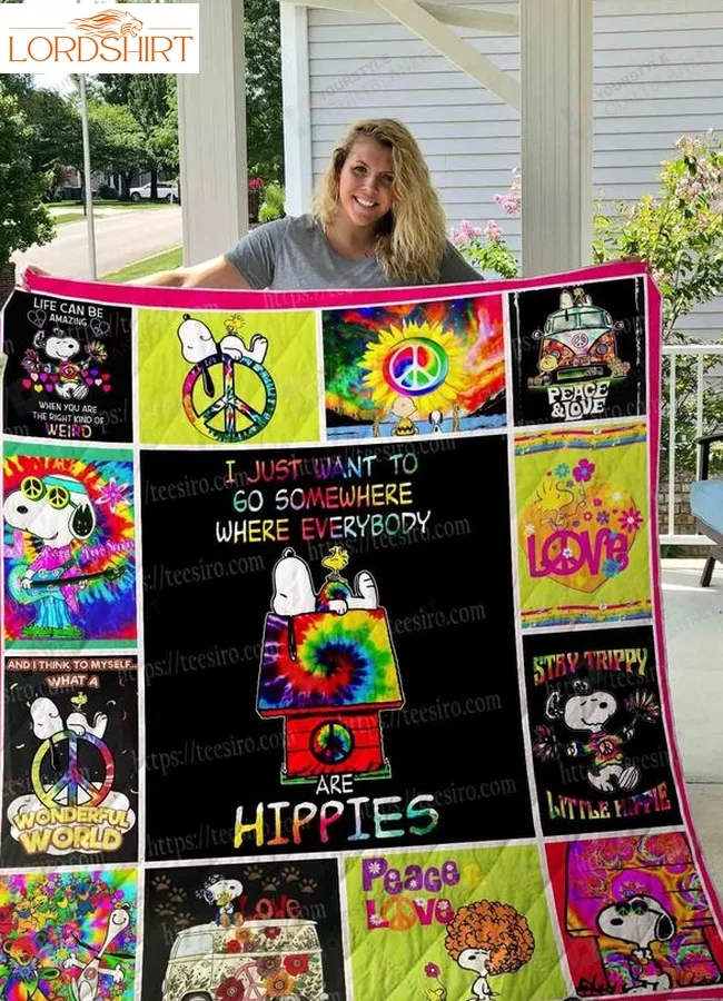 Hippie Snoopy Where Everybody Are Hippies Quilt Blanket Great Customized Gifts For Birthday Christmas Thanksgiving Perfect Gifts For Hippie