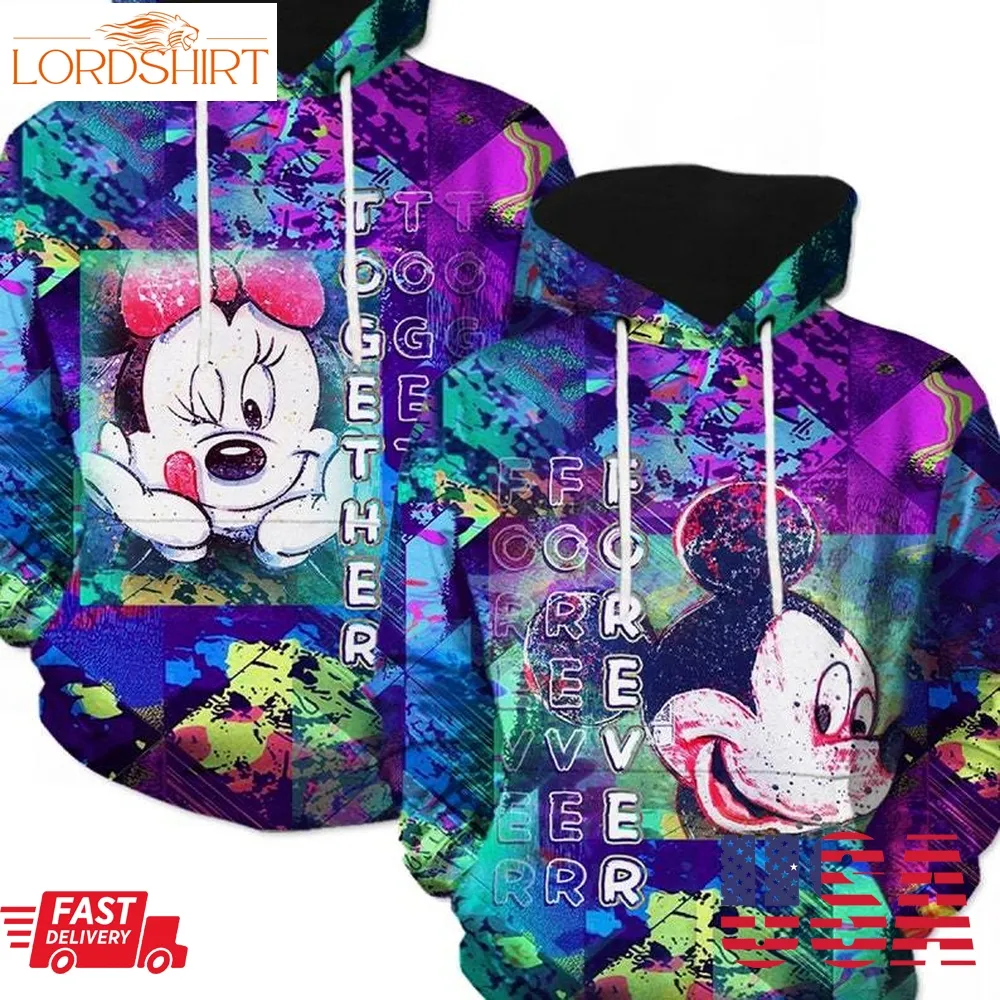 His And Her Mickey Minnie Forever And Together 3D Full Printed Hoodie