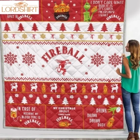 Hot Grinch Christmas Fireball Cinnamon Whisky Blanket Quilt