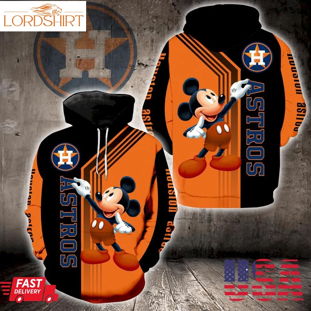 Houston Astros Mickey Mouse Full Print K1355 Hoodie Zipper Men Women