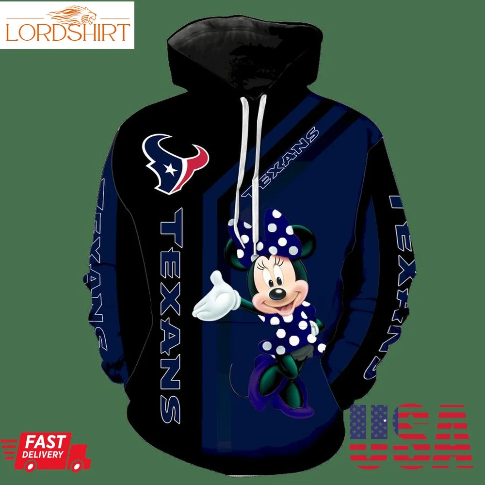 Houston Texans Minnie Mouse Full Print V1454 Hoodie Zipper Men Women