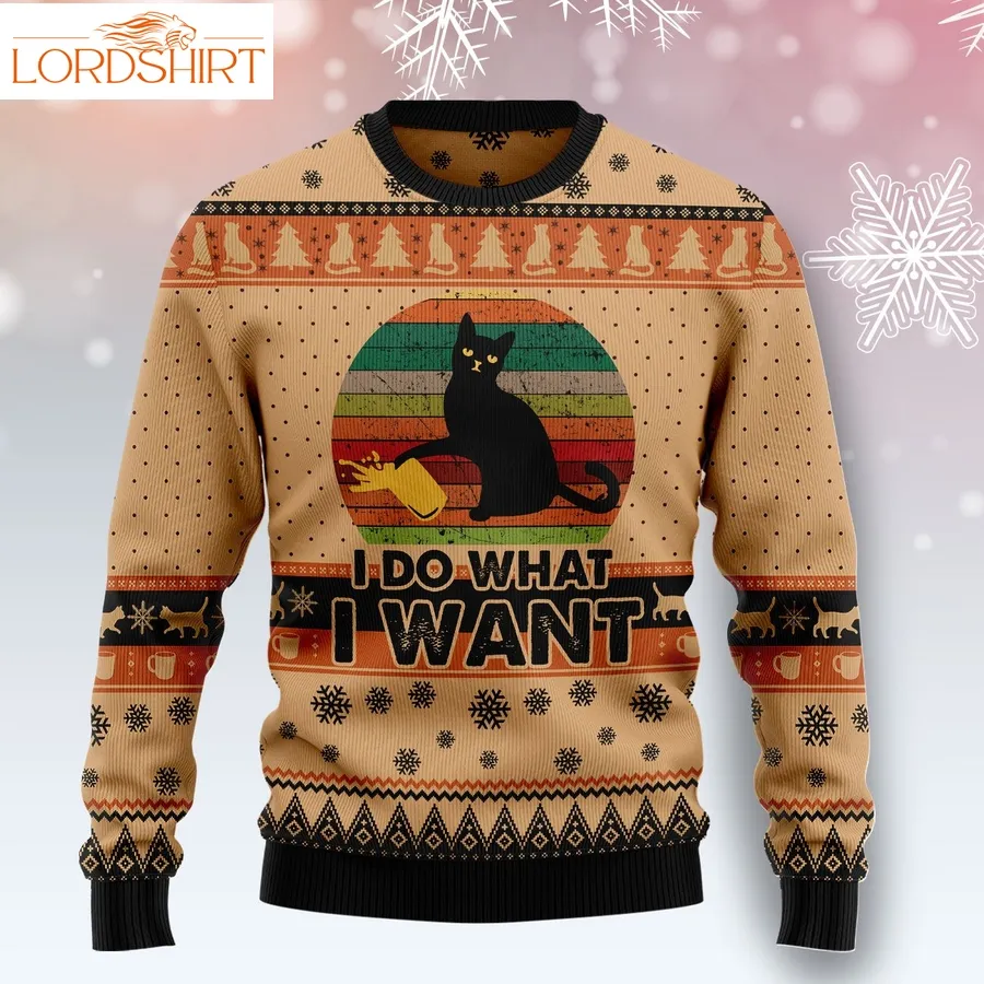 I Do What A Want Black Cat Tg5112 Ugly Christmas Sweater