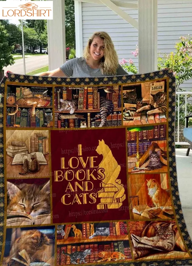 I Love Books And Cats Quilt Blanket Great Customized Gifts For Birthday Christmas Thanksgiving Perfect Gifts For Cat Lover