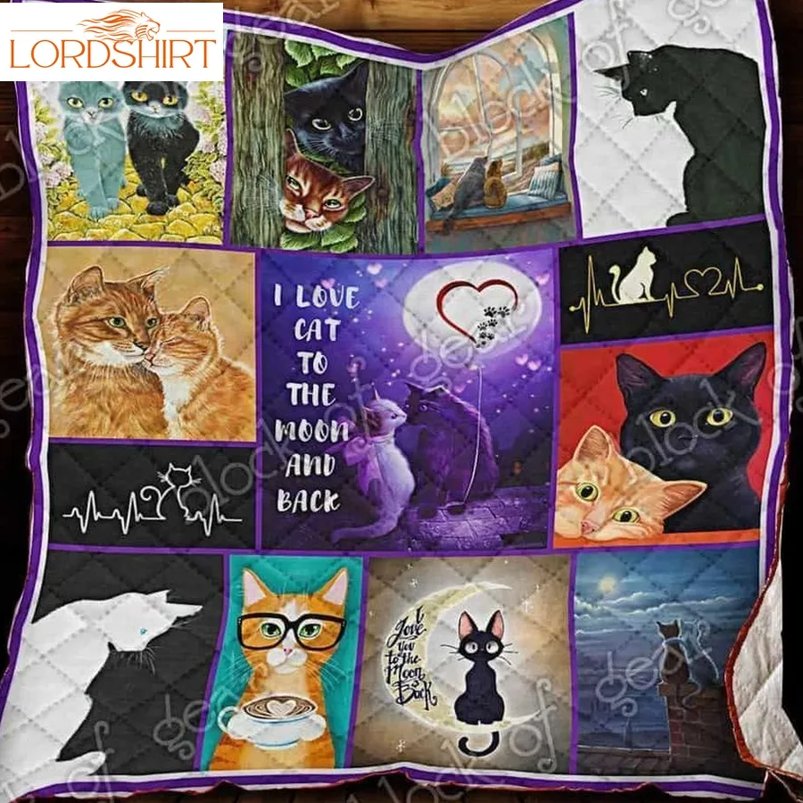 I Love Cat To The Moon And Back 3D Customized Quilt