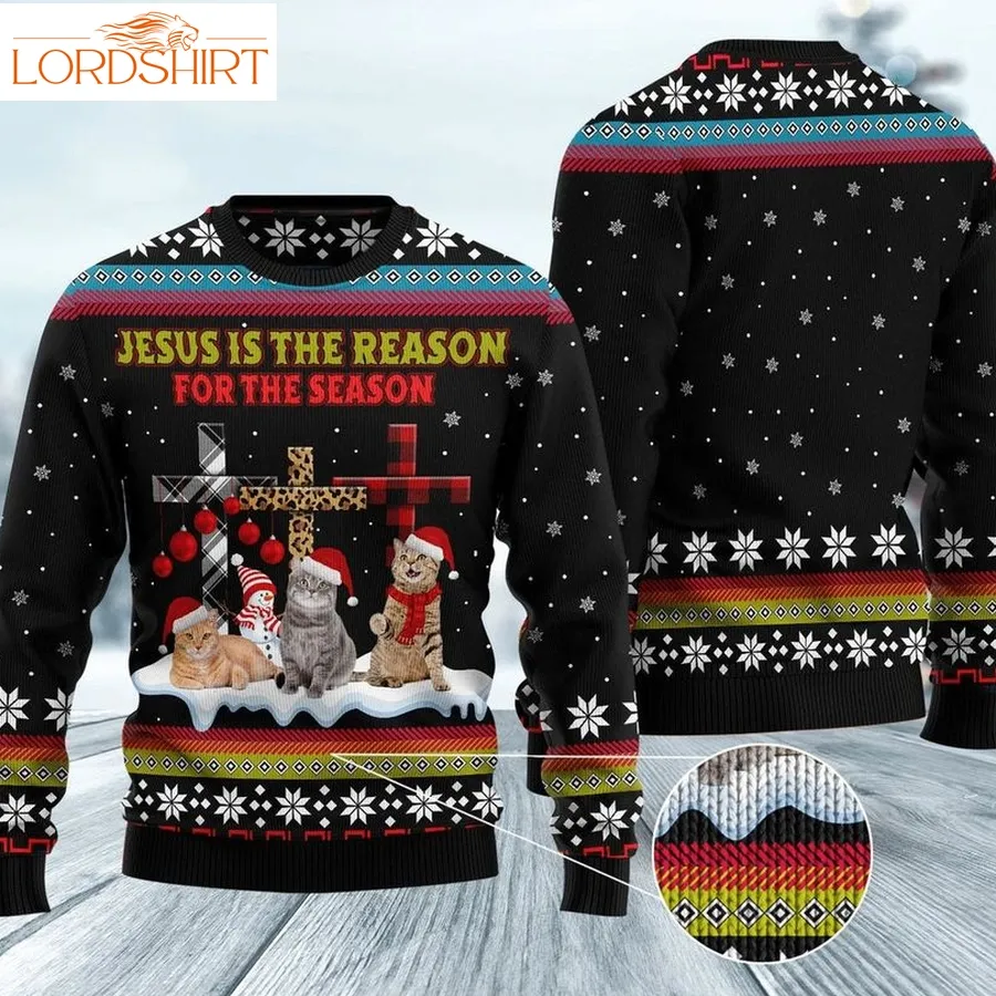 Jesus Is The Reason For The Season Cat Ugly Hristmas Sweater Cat Ugly Sweater