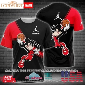 Jordan Mickey Mouse Playing Basketball Custom Name T Shirt  Limited Edition