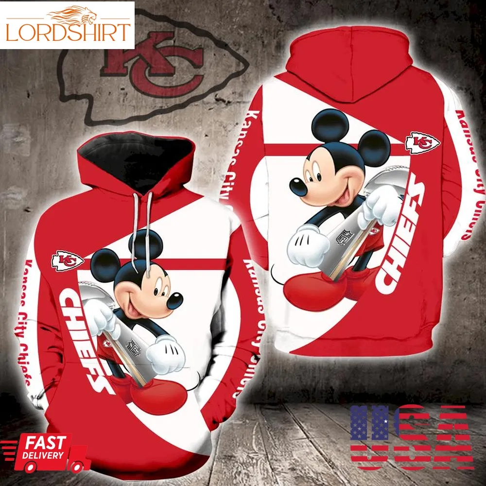 Kansas City Chiefs Mickey Mouse Full Print K1409 Hoodie And Zipper