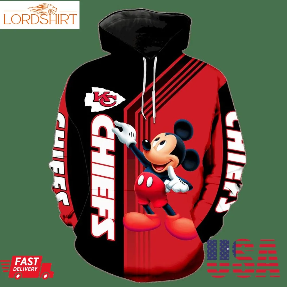 Kansas City Chiefs Mickey Mouse New Full All Over Print V1475 Hoodie Zipper