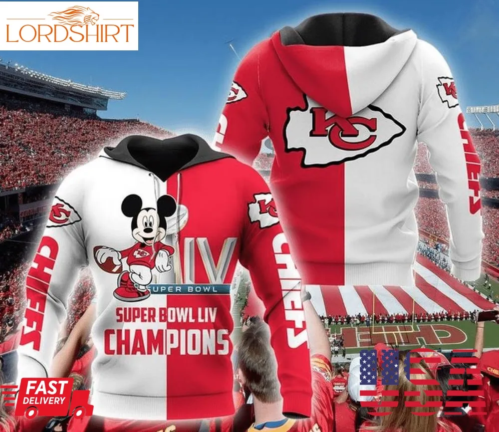 Kansas City Chiefs Nfl Mickey Mouse 3D Hoodie Sweatshirt