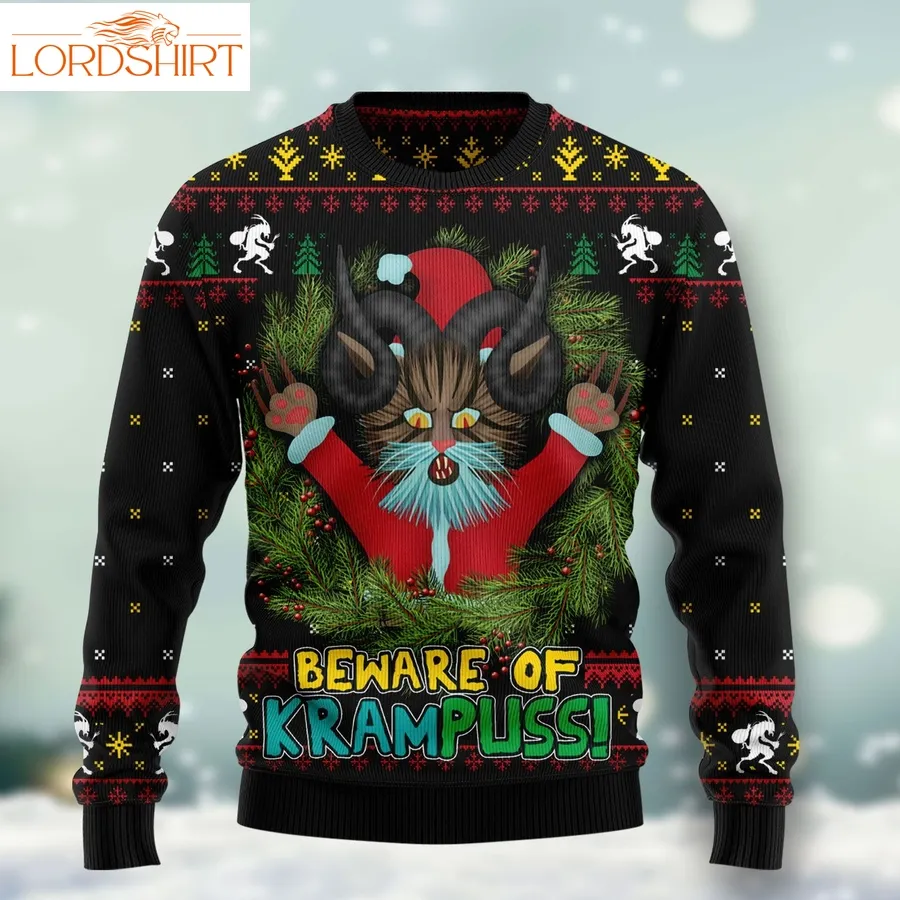 Krampuss Cat Ht091203 Ugly Christmas Sweater Unisex Womens And Mens, Couples Matching, Friends, Funny Family Ugly Christmas Holiday Sweater Gifts 