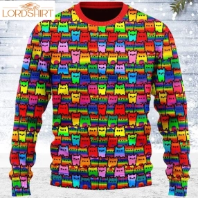 Lgbtq Rainbow Flag Cat Ugly Christmas Sweater All Over Print